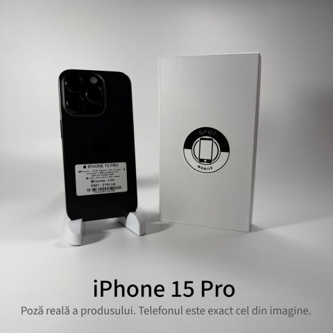 iPhone - iPhone 15 Pro 128GB Black Grad A • Second Hand • GARANȚIE 2 ANI