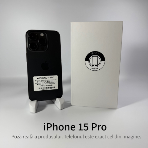 iPhone - iPhone 15 Pro 128GB Black Grad A – Second Hand - GARANȚIE 2 ANI