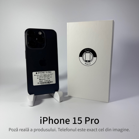 Telefoane - iPhone 15 Pro 128GB Blue Grad A – Second Hand - GARANȚIE 2 ANI