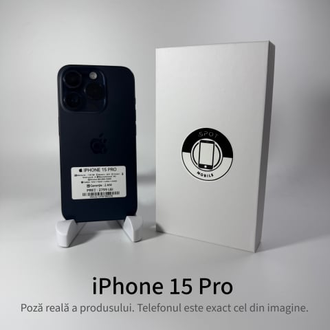 iPhone - iPhone 15 Pro 128GB Blue Titanium Grad A • Second Hand • GARANȚIE 2 ANI