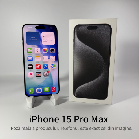 iPhone 15 Pro Max 256GB Black Titanium Grad A – Second Hand - GARANȚIE 2 ANI [1]