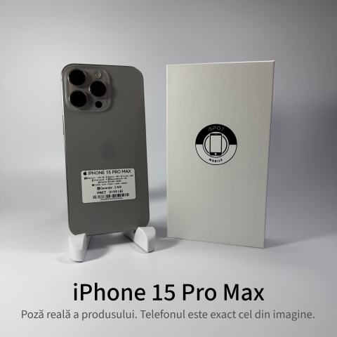 iPhone - iPhone 15 Pro Max 256GB Natural Titanium Grad A • Second Hand • GARANȚIE 2 ANI