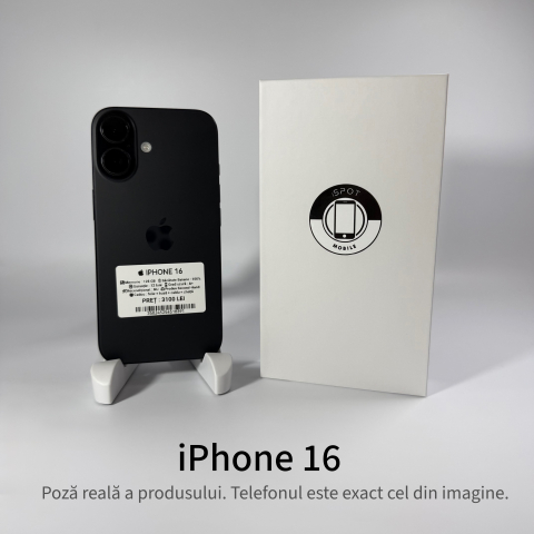 iPhone - iPhone 16 128GB Black Grad A+ – Second Hand - GARANȚIE 2 ANI