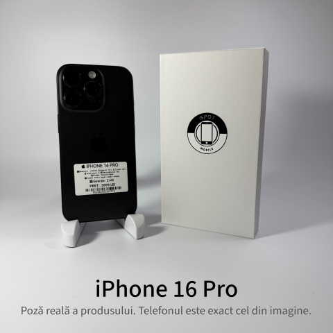 Telefoane - iPhone 16 Pro 128GB Black Titanium Grad A - Second Hand - GARANTIE 2 ANI