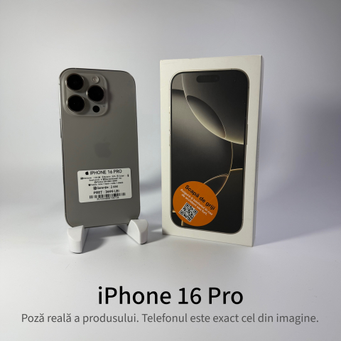 Telefoane - iPhone 16 Pro 128GB Natural Grad A - Second Hand - GARANTIE 2 ANI