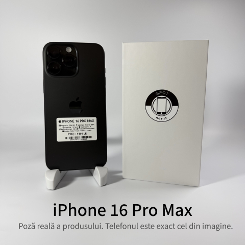 iPhone - iPhone 16 Pro Max 256GB Black Titanium Grad A - GARANȚIE 2 ANI