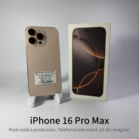 Telefoane - iPhone 16 Pro Max 256GB Desert Grad A - Second Hand - GARANTIE 2 ANI