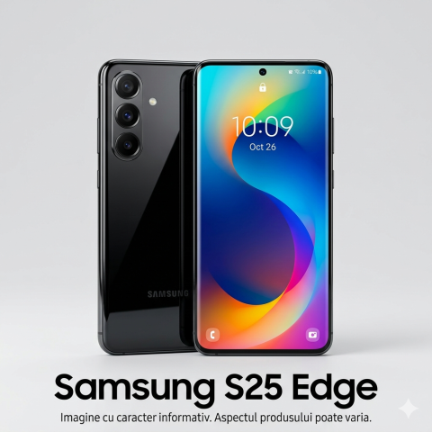 Telefoane - SAMSUNG S25 EDGE JET BLACK NOU 256 GB / 12 GB - 3399 LEI