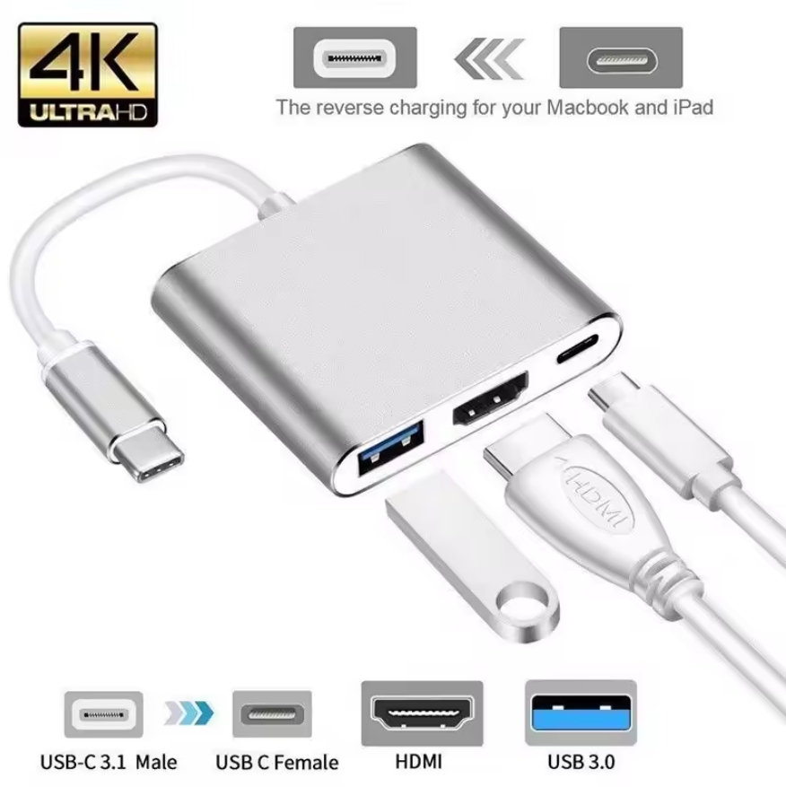 Adaptor 3 in 1 cu HDMI 4K, USB 3.0 și USB-C PD [2]