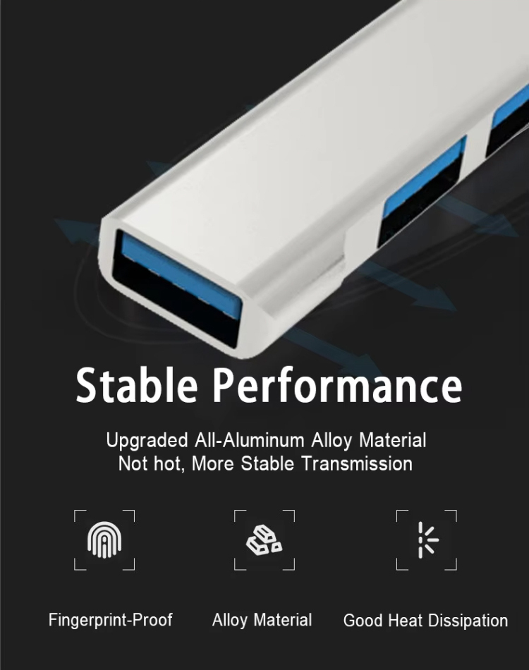 Adaptor 4 in 1 Hub USB 3.0, Silver [5]