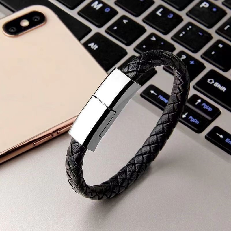 Cablu incarcare telefon tip bratara, Super Fast Charger, Data, Compatibil Iphone, 20 cm, Negru [3]