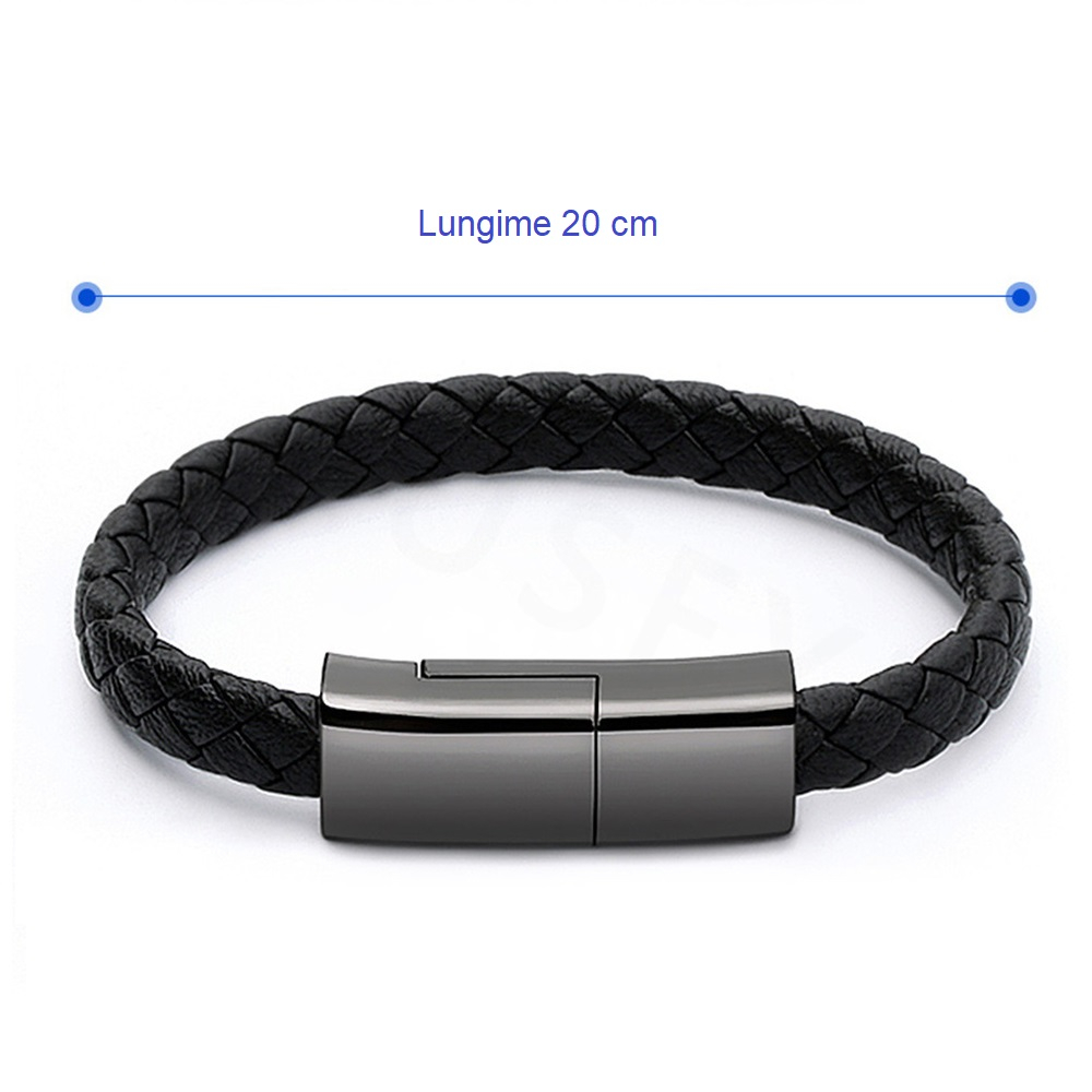 Cablu incarcare telefon tip bratara, Super Fast Charger, Type C, 20 cm, Negru [2]