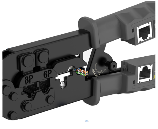 Cleste cu Tester pentru sertizare RJ45, RJ12, RJ11, include 3 baterii LR44 pentru tester, Gri [3]