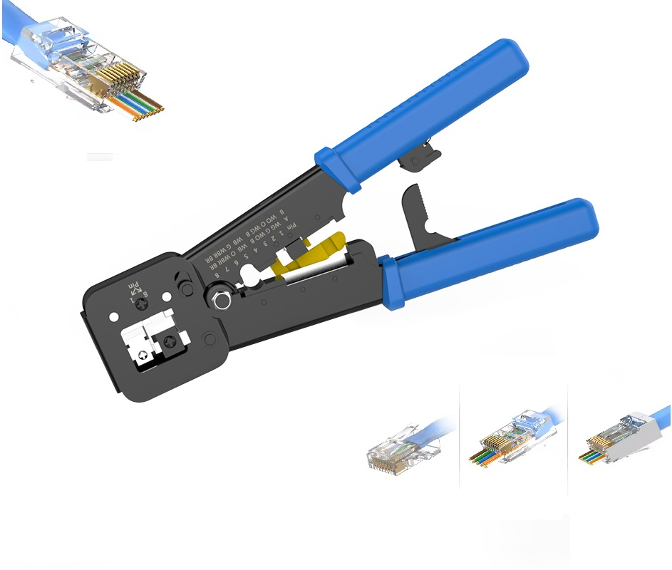 Cleste profesional pentru sertizare mufe Pass Through  RJ45 / RJ11 / RJ12 [8]