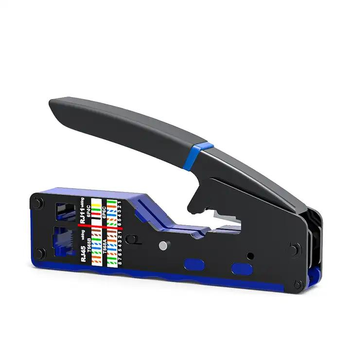 Cleste sertizare RJ45, RJ11, dezizolare si taiere cablu, Negru - Albastru [1]