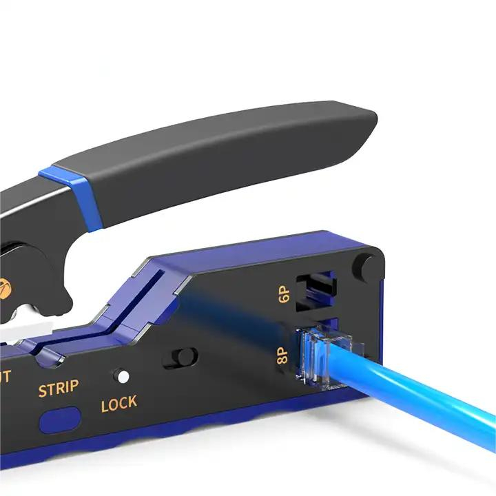 Cleste sertizare RJ45, RJ11, dezizolare si taiere cablu, Negru - Albastru [2]