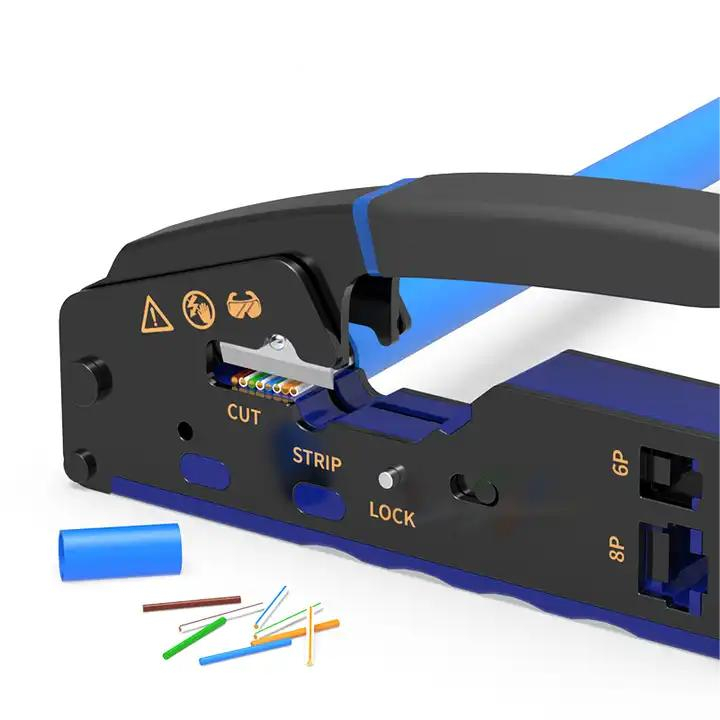 Cleste sertizare RJ45, RJ11, dezizolare si taiere cablu, Negru - Albastru [3]