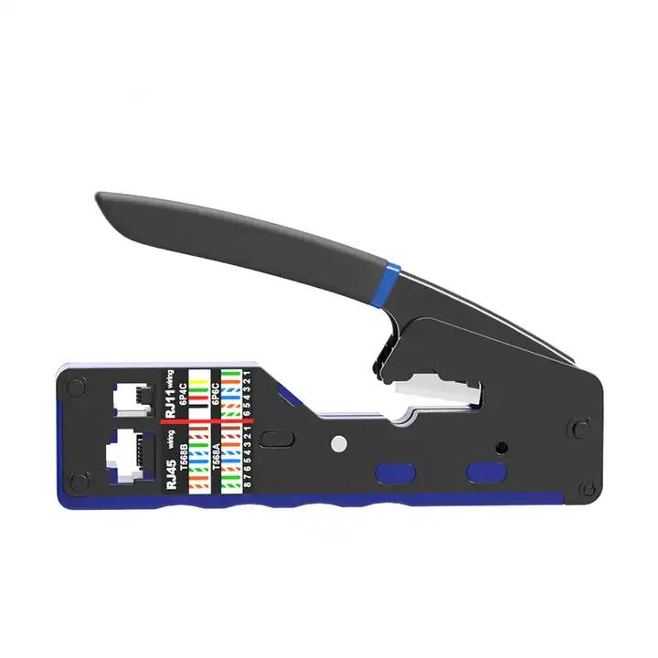 Cleste sertizare RJ45, RJ11, dezizolare si taiere cablu, Negru - Albastru [4]
