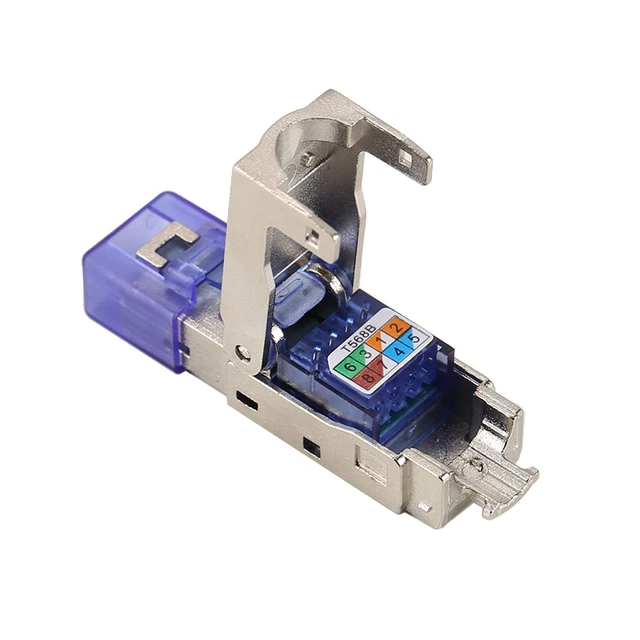Conector Rj45, Cat. 7, STP, Tool-less Modular, Autosertizare, Albastru [2]