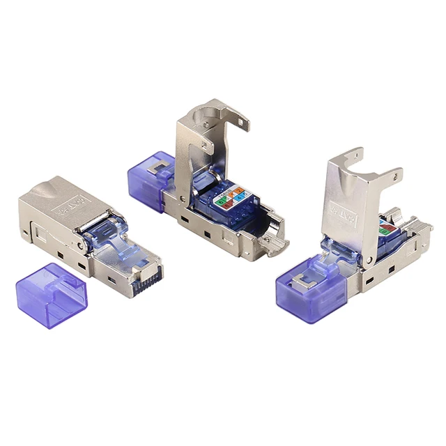 Conector Rj45, Cat. 7, STP, Tool-less Modular, Autosertizare, Albastru [5]