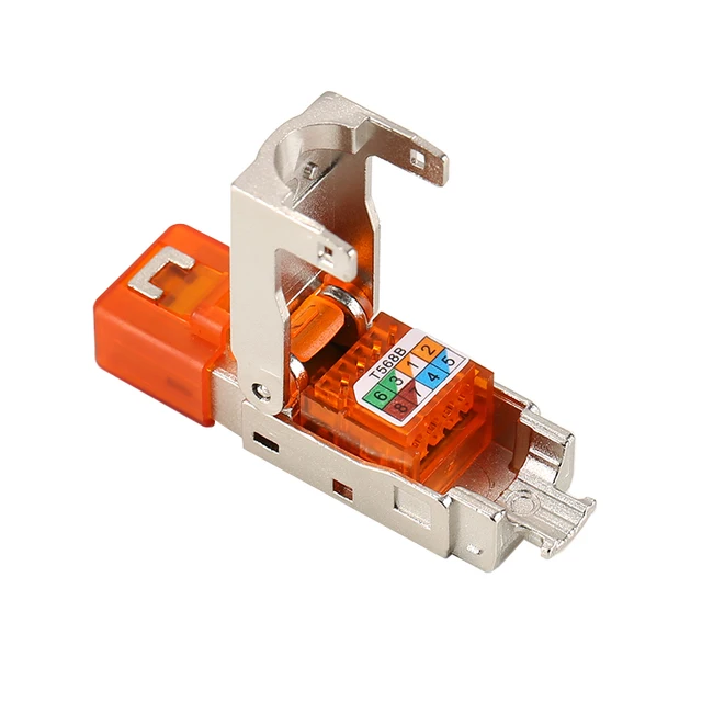 Conector Rj45, Cat. 7, STP, Tool-less Modular, Autosertizare, Portocaliu [3]