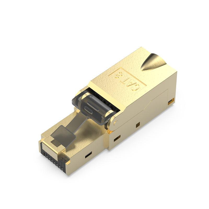 Mufa Rj45 Cat. 8 pentru Cablu cu fire groase STP / FTP Tool-less, Conector Modular, Negru [3]