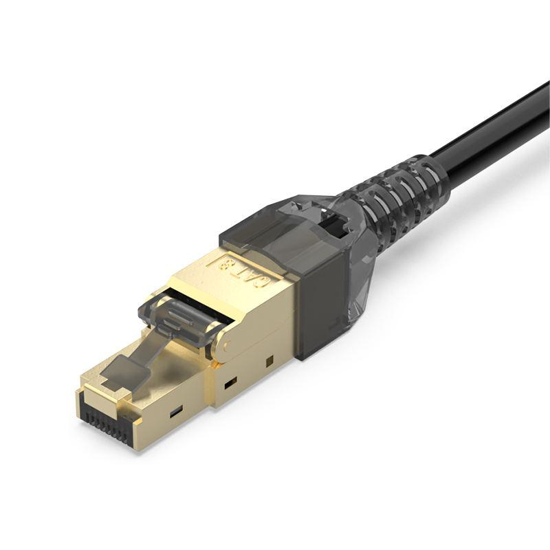 Mufa Rj45 Cat. 8 pentru Cablu cu fire groase STP / FTP Tool-less, Conector Modular, Negru [2]