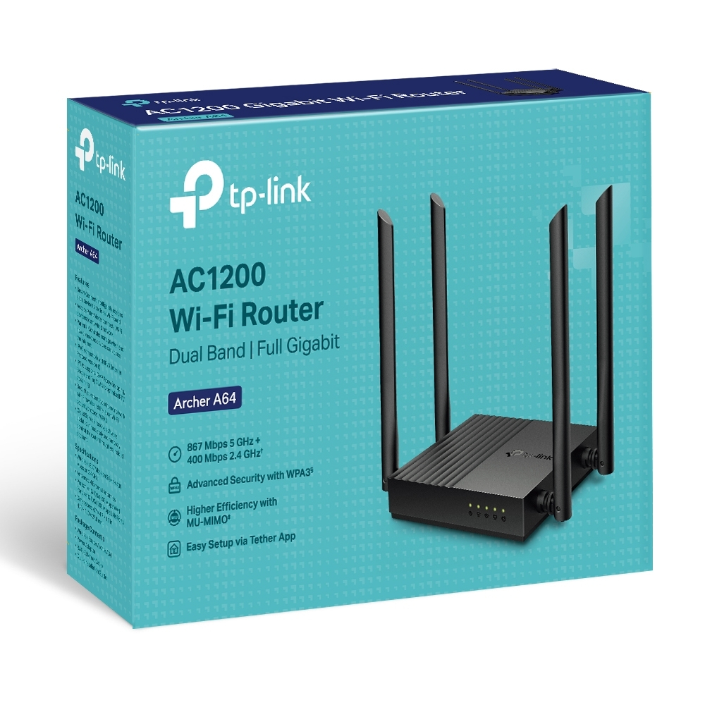 Router Wireless Gigabit TP-LINK Archer A64 AC1200, Dual-Band 400 + 867 Mbps [7]