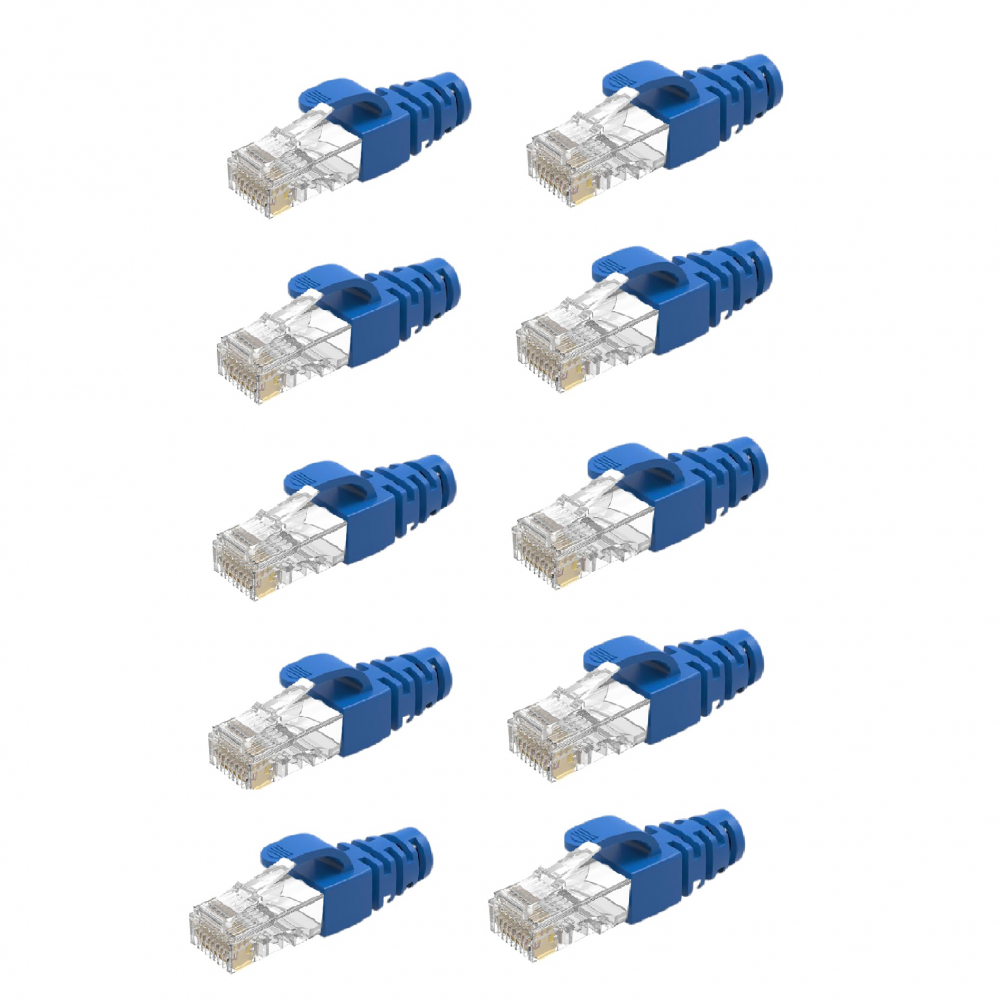 Set 10 mufe RJ45, Cat.6 cu manson, Albastru [1]
