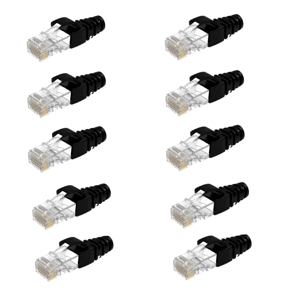 Set 10 mufe RJ45, Cat.6 cu manson, Negru [1]