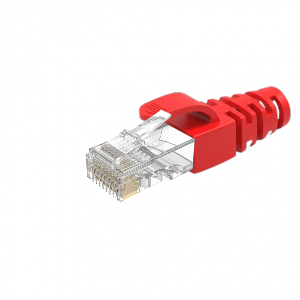 Set 10 mufe RJ45, Cat.6 cu manson, Rosu [2]