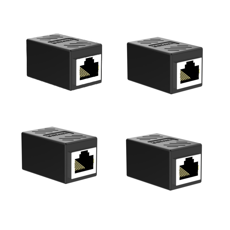 Set 4 Adaptoare prelungire cablu retea RJ45 Cat.6, UTP, FTP, STP, Negru [1]