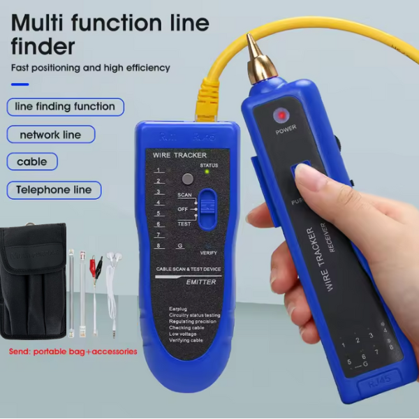 Tester de retea RJ45 cu cable Tracker, Albastru [5]
