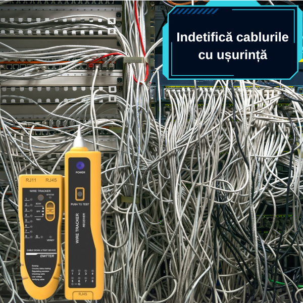 Tester de retea RJ45 cu cable Tracker, Galben [6]