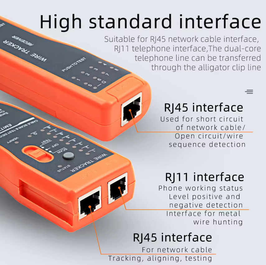 Tester de retea RJ45 cu cable Tracker, Portocaliu [5]