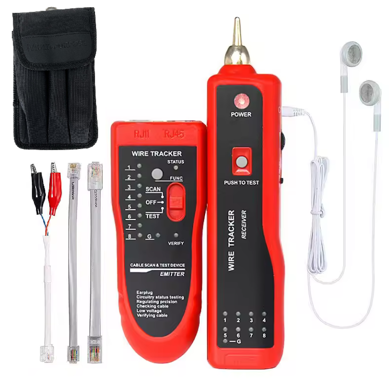 Tester de retea RJ45 cu cable Tracker, Rosu [4]