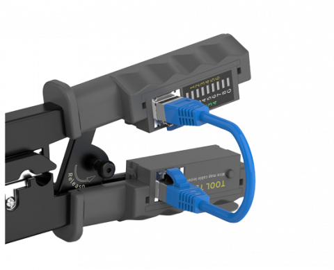 Cleste cu Tester pentru sertizare RJ45, RJ12, RJ11, include 3 baterii LR44 pentru tester, Gri [3]