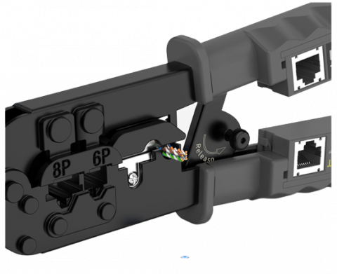 Cleste cu Tester pentru sertizare RJ45, RJ12, RJ11, include 3 baterii LR44 pentru tester, Gri [2]
