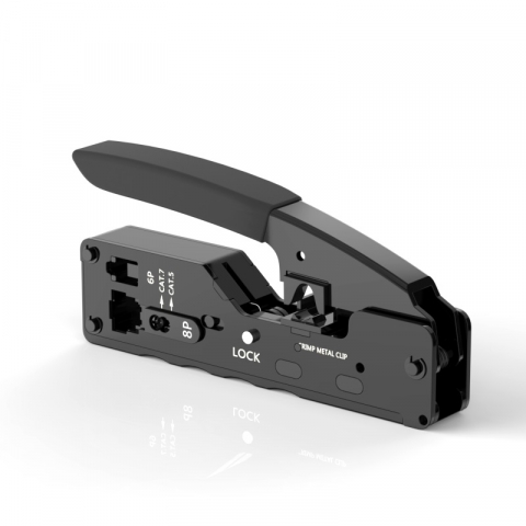Clesti sertizare RJ45 - Cleste sertizare RJ45 Cat. 7, RJ12, dezizolare si taiere cablu, Negru