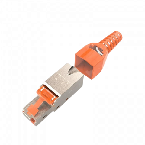 Conectori RJ45 Cat. 7 - Conector Rj45, Cat. 7, STP, Tool-less Modular, Autosertizare, Portocaliu