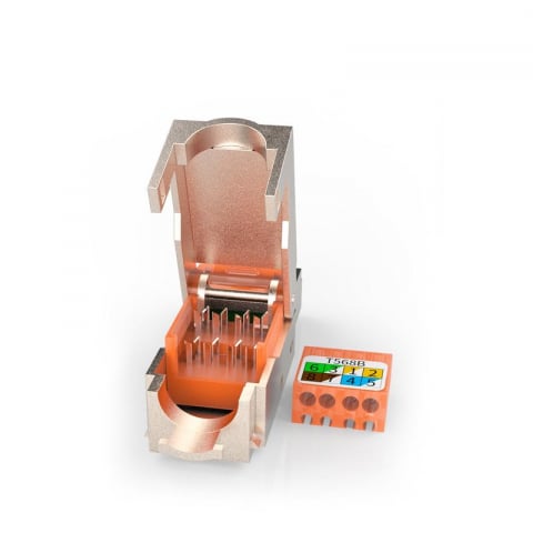 Conector Rj45, Cat. 7, STP, Tool-less Modular, Autosertizare, Portocaliu [1]