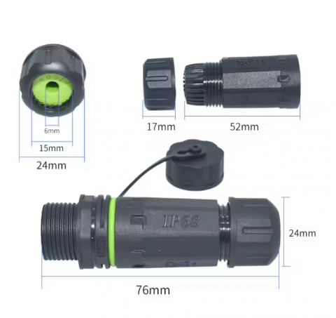 Cupla de retea RJ45 Cat.6 Gigabit, pentru exterior cu capac protectie, waterproof IP68, Negru [2]