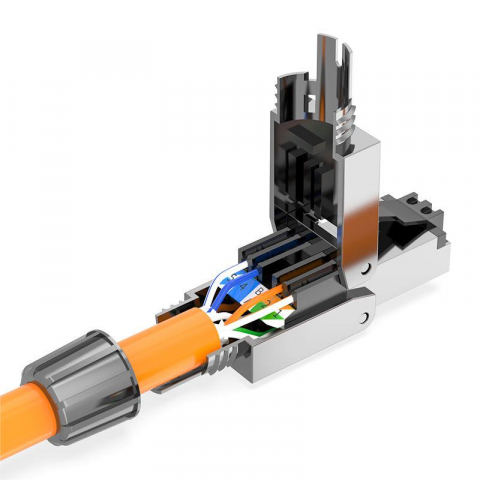 Mufa RJ45 ecranata Cat8 Conector Tool-less Modular, Autosertizare [4]