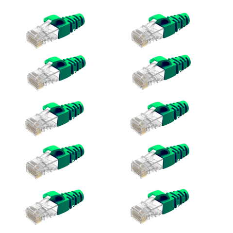 Conectori RJ45 Cat. 6 - Set 10 mufe RJ45, Cat.6 cu manson, Verde