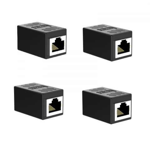 Adaptoare RJ45 - Set 4 Adaptoare prelungire cablu retea RJ45 Cat.6, UTP, FTP, STP, Negru