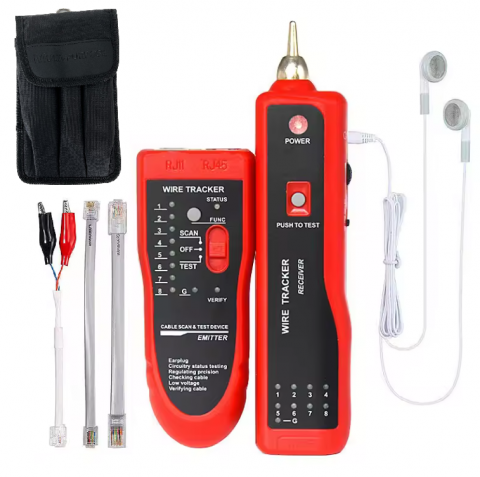 Tester de retea RJ45 cu cable Tracker, Rosu [3]