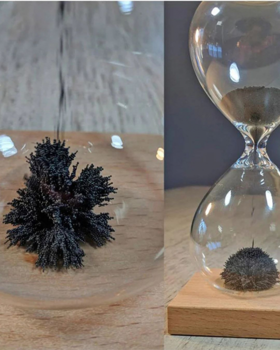 Clepsidră Magnetică cu Nisip Feromagnetic – Efect Vizual Hipnotizant și Bază din Lemn [2]