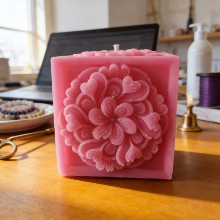 Set lumânare Mandala roz, pandant inimă cuarț roz YOU ROCK! [1]