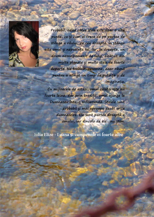 Iulia Elize - ”Luana și cumpenele ei foarte albe”, poezie clasică (Colecție de poezie clasică, pe grupaje de poezie amplă și de pastel liric și clasic) [4]