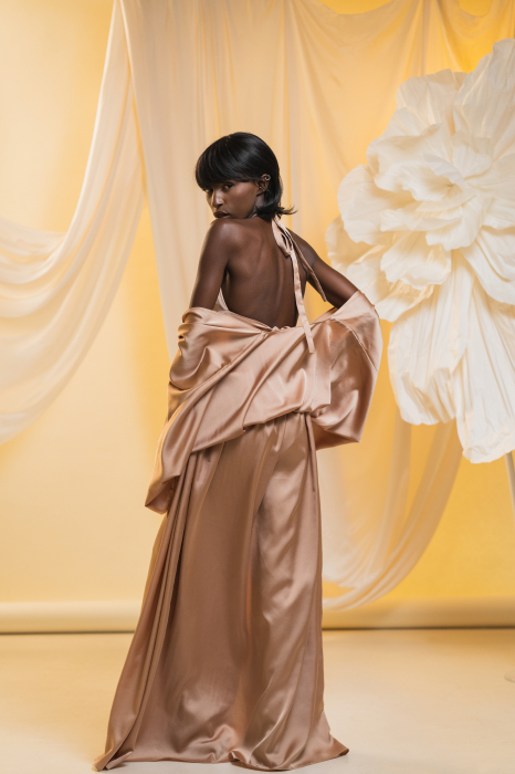 Desert Mirage long satin kimono – nude champagne for women [3]